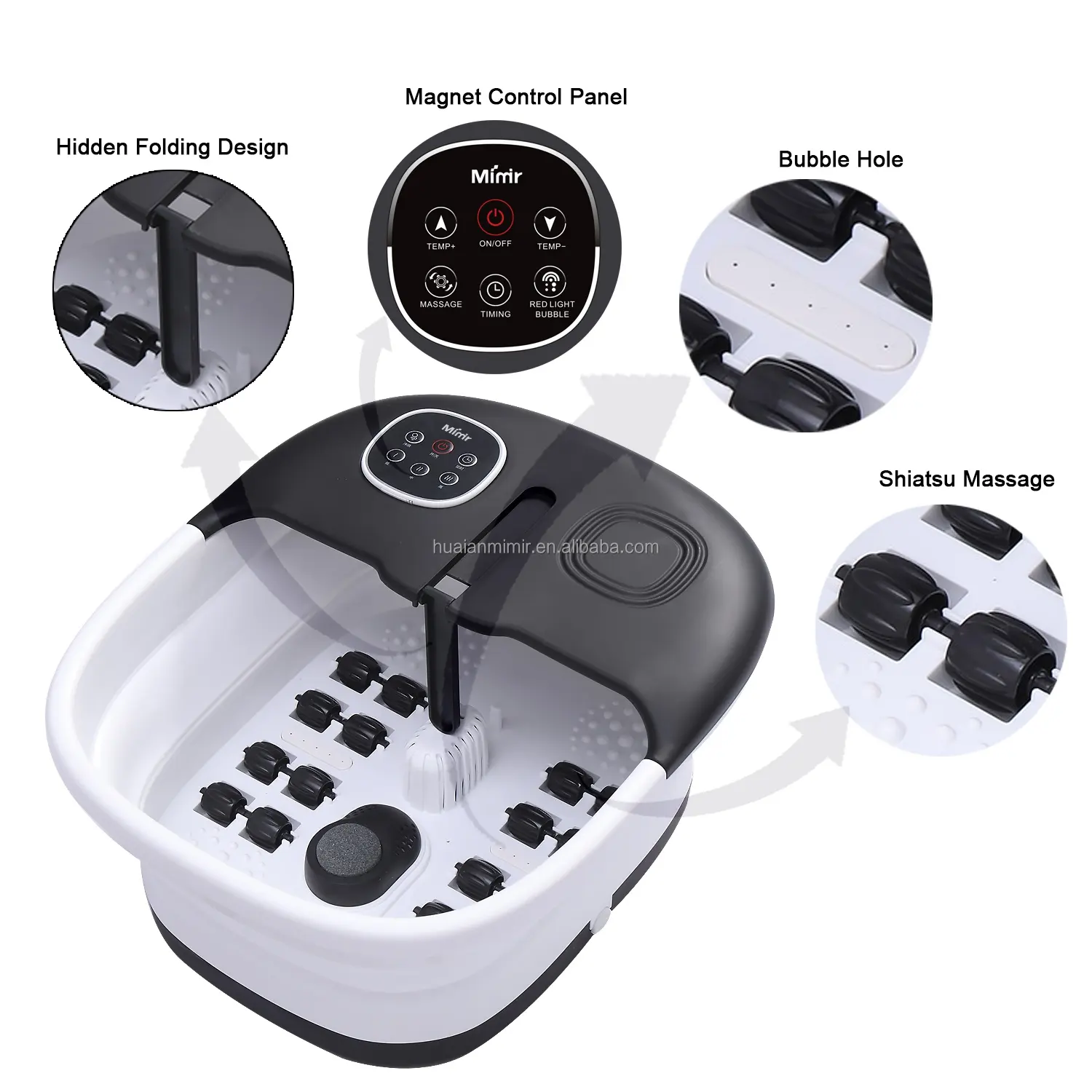 Amazon Hot Selling Foldable Foot Spa Bath Massager Basin Machine with Oxygen Bubble Shiatsu Massage Roller Pedicure Stone