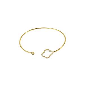 Bracelet en cristal, acier inoxydable 316L, plaqué or PVD, durable, résistant, design ouvert, minimaliste, unisexe - Product Image 1