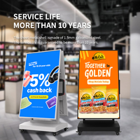 Kiosque publicitaire semi-extérieur alimenté par batterie de 43 pouces, affichage numérique mobile avec roues, écran LCD portable