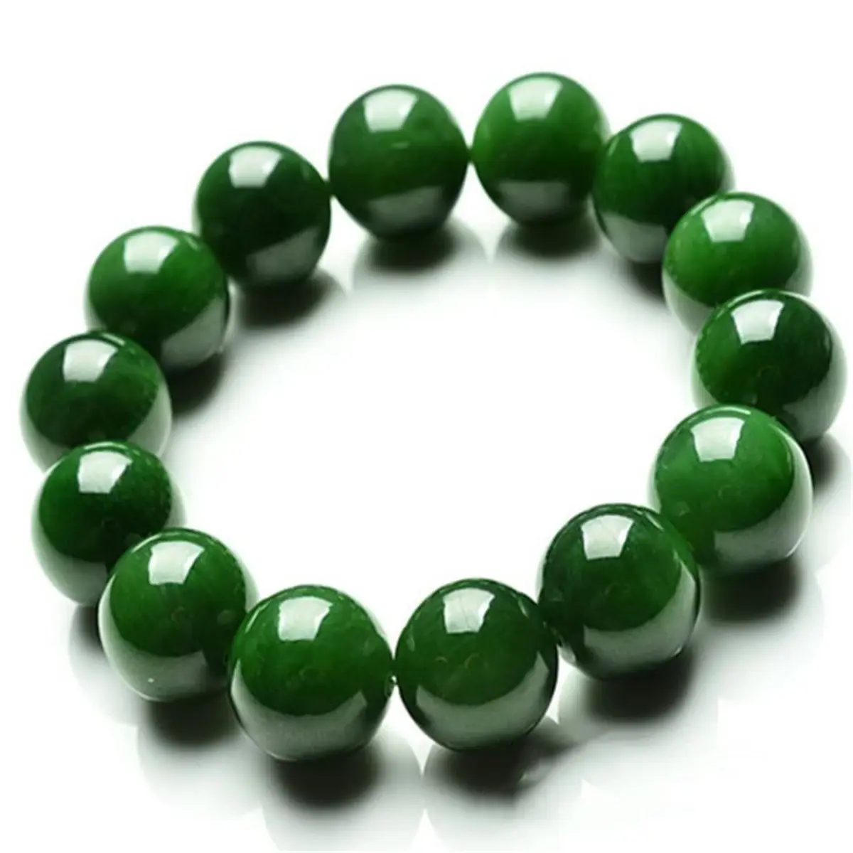 Pulsera de piedras preciosas de Jade verde oscuro Natural para mujer, brazalete elástico de 8/10/12/14mm