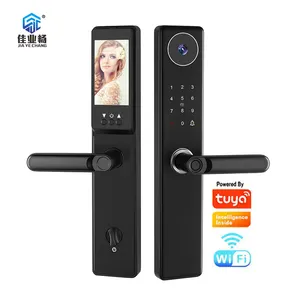 Fechadura inteligente de porta com impressão digital Bluetooth estilo europeu, fechadura para porta de vidro e câmera de alumínio, fechadura para porta deslizante