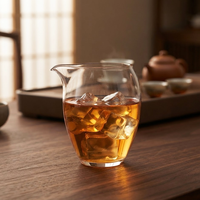 Petit service à thé en verre écologique 280 ml / 9,57 oz, tasse de partage recyclable personnalisable en borosilicate pour thé chaud/froid Gongfu