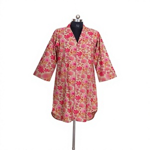 Women's Lightweight Breathable Cotton Summer Midi Dress V-Neck Floral Block Print Bodycon Hip Hop Y2K Button Casual <b>Night</b> Party - Product Image 1