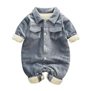 Hot Selling Fashion Design Rompertjes Baby Kleding Pasgeboren Lange Mouw geribbelde Romper Baby Kleding