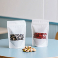 Sachet refermable en papier kraft blanc, résistant à l'humidité, pour petits emballages alimentaires, avec fenêtre, pour aliments pour bébés, chips de pommes de terre