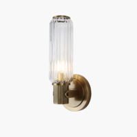 Lampu Dinding Kristal Desain Modern E14 Kaca Tembaga Kustom, Lampu Dinding Kuningan untuk Dekorasi Rumah, Hotel, Vila, dan Kamar