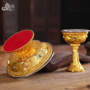 Nepal ese Craft Tibetan Supplies Acht glück verheißende Protektoren Cup Edelstahl Liner Wasser versorgung Doppels chicht Kleine Größe - Product Image 5