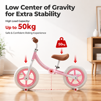 Vélo d'équilibre léger à 2 roues pour enfants sans pédales, certifié CE, charge maximale 70 kg, 12 pouces, adapté aux garçons et aux filles de 2 à 7 ans
