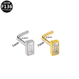 Piercing de nez en titane en forme de L F136 avec cristal de zircon, bijou pour usage quotidien, motif cœur végétal - Product Image 5