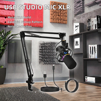 Microphone USB à condensateur cardioïde filaire en métal XLR avec suppression du bruit pour l'enregistrement de podcasts, le studio à domicile et le chant