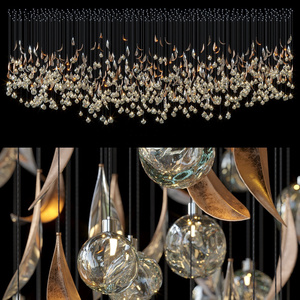Lustre de mariage en <span class=keywords><strong>verre</strong></span> à <span class=keywords><strong>bulles</strong></span>, <span class=keywords><strong>suspension</strong></span> en forme de feuille, éclairage long pour escaliers, <span class=keywords><strong>suspension</strong></span> pour hall d'hôtel, LED 110-240V - Product Image 3