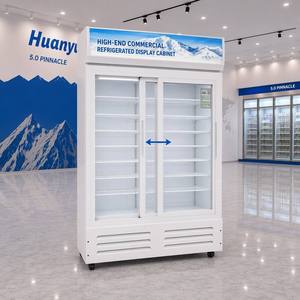 Réfrigérateur vertical <span class=keywords><strong>noir</strong></span> pour boissons, vitrine réfrigérée avec porte coulissante en verre, congélateur pour boissons froides pour supermarché - Product Image 2