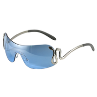 Lunettes de soleil sans monture UV400 avec verres PC, monture en métal motif serpent, lunettes de mode pour l'extérieur, idée cadeau