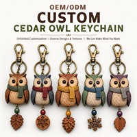 Porte-clés en peluche Hibou en cèdre personnalisé OEM ODM, Mascotte CPC, Personnage Original, Jouet Promotionnel de Noël, Cadeau en Peluche Douce