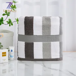China Supplier Townzi 100% Cotton beach towel custom white and brown stripe towels for spa high quality swimming pool towel