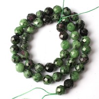 Perles rondes vertes de haute qualité 6/8/10MM, facettées, en épidote, rubis, zoïsite, pour la fabrication de bijoux