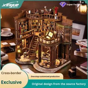 Dream Book Hall DIY Kit <span class=keywords><strong>de</strong></span> casa en miniatura-Modelo <span class=keywords><strong>de</strong></span> arquitectura europea retro con montaje manual, juguete <span class=keywords><strong>de</strong></span> regalo creativo - Product Image 2