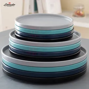 China supplier cheap wholesale 6 8 10 12 inch customized own design matt black white round side melamine plates for restaurant
