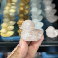 Figurine de canard en cristal naturel poli en gros, statue de canard en caoutchouc, pierre de guérison Reiki Chakra, décoration de bureau et de maison, artisanat mignon