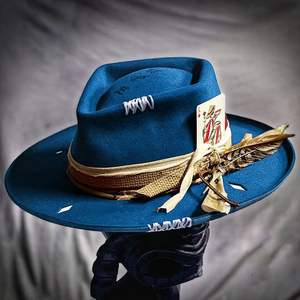 100% chapeau Fedora en <span class=keywords><strong>feutre</strong></span> de laine avec ruban de fleurs imprimé et bord de <span class=keywords><strong>crayon</strong></span> chapeau à <span class=keywords><strong>large</strong></span> bord OEM personnalisé pour scène décontractée - Product Image 5