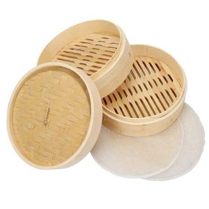 Utensilios Prácticos para Cocinar al Vapor, <span class=keywords><strong>Cesta</strong></span> Vaporera <span class=keywords><strong>de</strong></span> Acero Inoxidable, Exprimidor <span class=keywords><strong>de</strong></span> Bambú <span class=keywords><strong>de</strong></span> 6 Pulgadas y 2 Niveles, para Arroz Pegajoso, Sopa y Dumplings - Product Image 6