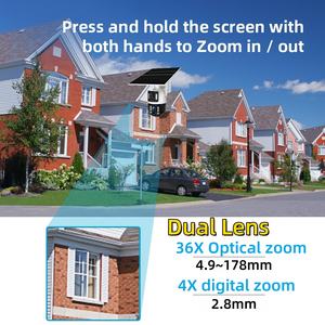 كاميرات أمان Ubox PTZ بدقة 6 ميجابكسل وتكبير بصري 36x مع لوحة شمسية، تسجيل 24/7، كاميرا خارجية لاسلكية تعمل بتقنية 4G وWiFi - Product Image 2