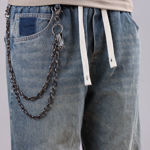 Gunmetal Double Layered Waist <b>Chain</b> Zinc Alloy Hip Hop Denim Pants <b>Chain</b> Daily Wear Fashion Body <b>Chain</b> - Product Image 1