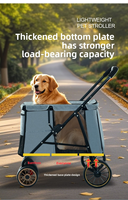Chariot de randonnée pliable pour animaux de compagnie (chiens et chats) en acier et tissu Oxford – Idéal pour les voyages en extérieur