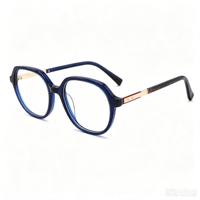 Lunettes anti-lumière bleue à monture large et ronde, en acétate, motif polygonal, tendance, pour la maison, les voyages et la photographie de rue