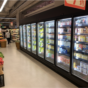 Congelador vertical de exhibición con puerta de vidrio y refrigeración por aire para alimentos congelados de supermercado - Product Image 1