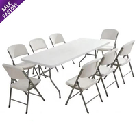 Table ronde pliante en plastique blanc avec pieds en métal, fabriquée en Chine, pour salle de réception, banquet, mariage, dîner, fête