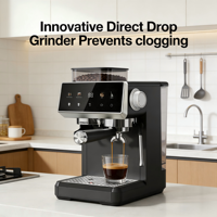 Cafetera Automática Inteligente Profesional de 20 Bares, Programable, con Pantalla Táctil a Color, Multifunción, de Acero Inoxidable