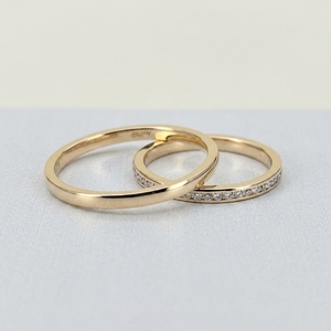 HQ Gems <span class=keywords><strong>Reall</strong></span> Bague de fiançailles 2mm en or jaune 18 carats avec diamant de laboratoire rond - Product Image 1