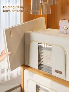 Organisateur de rangement pliable grande capacité en tissu pour vêtements, couettes, couvertures et armoire - Product Image 4