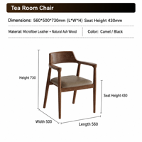 Chaise de salle à manger moderne minimaliste en bois de frêne, chaise de thé rétro en cuir PU pour restaurant et mobilier de maison