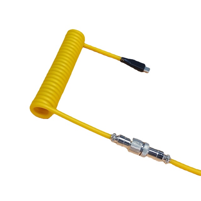 Aflion Custom Type C USB Port Aviator Spiral Coiling Coiled Data Wire Cable for Mechanical Gaming Keyboard Accessories