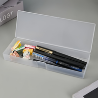 Boîte à crayons rectangulaire transparente, imprimée, personnalisée, en plastique transparent, emballage économique, boîte en plastique pour les écoles et les bureaux