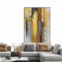 Grande taille, peinture acrylique minimaliste dorée sur toile, affiche scandinave, peinture à la main, art mural de la marque Mintura, tableau pour salon et maison