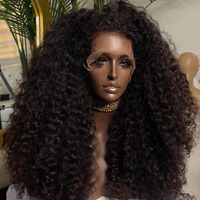 Perruques brésiliennes vierges prêtes à être expédiées, 13x4 HD Lace Frontal Afro Kinky Curly, dentelle transparente, cheveux humains
