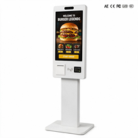 Kiosque en libre-service avec affichage numérique, écran tactile, lecteur RFID, scanner de codes-barres, terminal de paiement pour magasin sans personnel