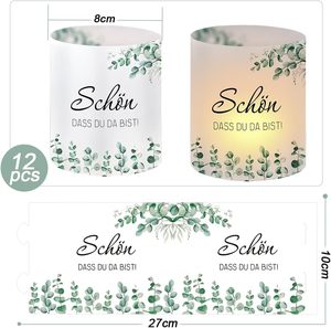 Lebao – Lot de 12 bougeoirs cylindriques brillants à motif <span class=keywords><strong>feuille</strong></span> pour décoration de table, anniversaires, mariages et autres occasions - Product Image 2
