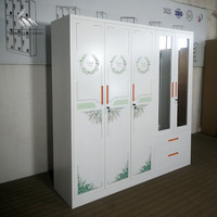 Armoire métallique simple, penderie en acier avec cintres amovibles, motif imprimé, pour chambre à coucher