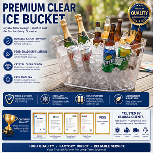 2 Cubos de <span class=keywords><strong>Hielo</strong></span> de Plástico PET Transparente y Duradero de 12L <span class=keywords><strong>con</strong></span> Asa, Cubo para Champán, Enfriador de Vino y Cócteles para Fiestas - Product Image 5