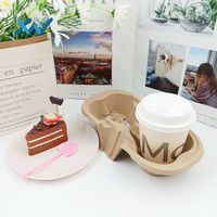 Dégradable Jetable Pulpe Café Lait Thé Titulaire Pulpe Deux Tasse Boisson Pulpe Porte-Gobelet