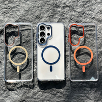 Étui de téléphone magnétique transparent en PC antichoc de la série Ice Crystal JOYPORODO B444 pour Samsung S23 S24 S25 S26 Ultra pour iPhone