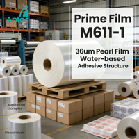 Papier autocollant BOPP perlé économique 75um en rouleau jumbo, adhésif acrylique à base d'eau pour l'étiquetage cosmétique anti-contrefaçon