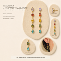 Boucles d'oreilles pendantes en zircon en forme de goutte d'eau cinq couleurs, bijoux fantaisie pour femmes, cadeaux pour femmes