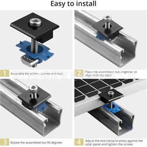 Kit de fixation pour panneaux solaires 30-35 mm, support de montage en aluminium anodisé avec clé pour système photovoltaïque - Product Image 4