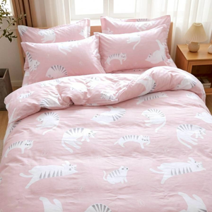 TENCEL de Tamaño Personalizado ™   Funda de Edredón de Lyocell con Estampado de Gato Rosa, Fabricante de Ropa de Cama Infantil OEM ODM - Product Image 3
