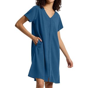 Bata de mujer con cremallera, manga corta, hasta la rodilla, de tela gofrada transpirable, ropa de descanso con bolsillos, pijama para mujer - Product Image 1